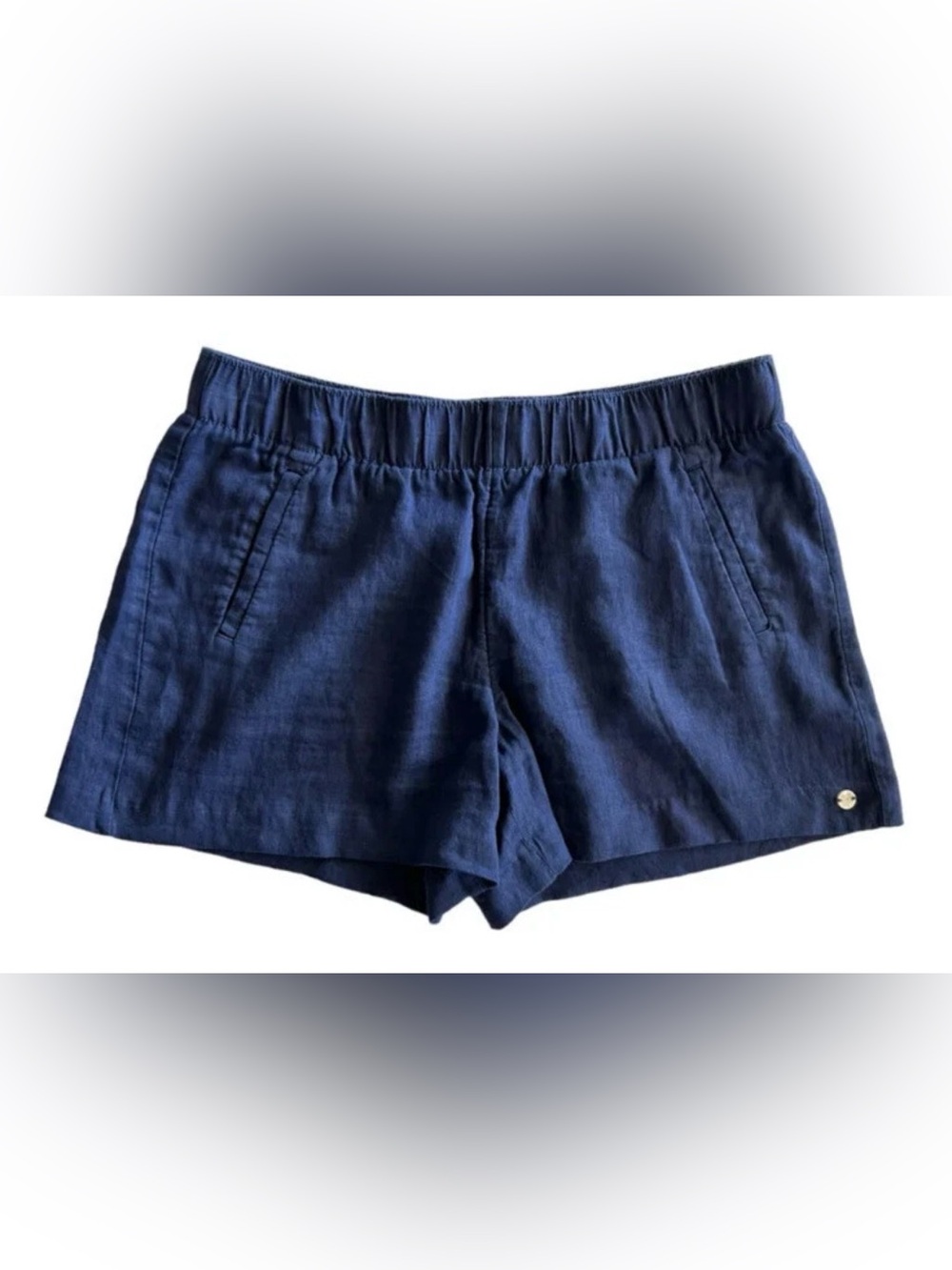 Lilly Pulitzer Navy Elastic-Waist Linen-Blend Shorts